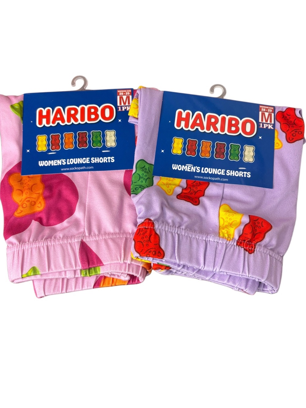 HARIBO Women’s Lounge Shorts (set of 2) Pink & Lavender Gummy Bear Design Size M